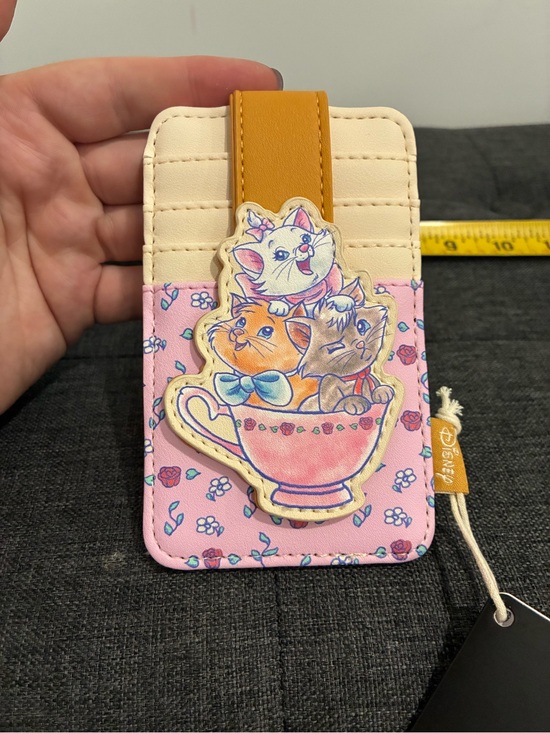 Loungefly Handbags - Loungefly Pink Floral Aristocats Card Holder with Mustard Strap